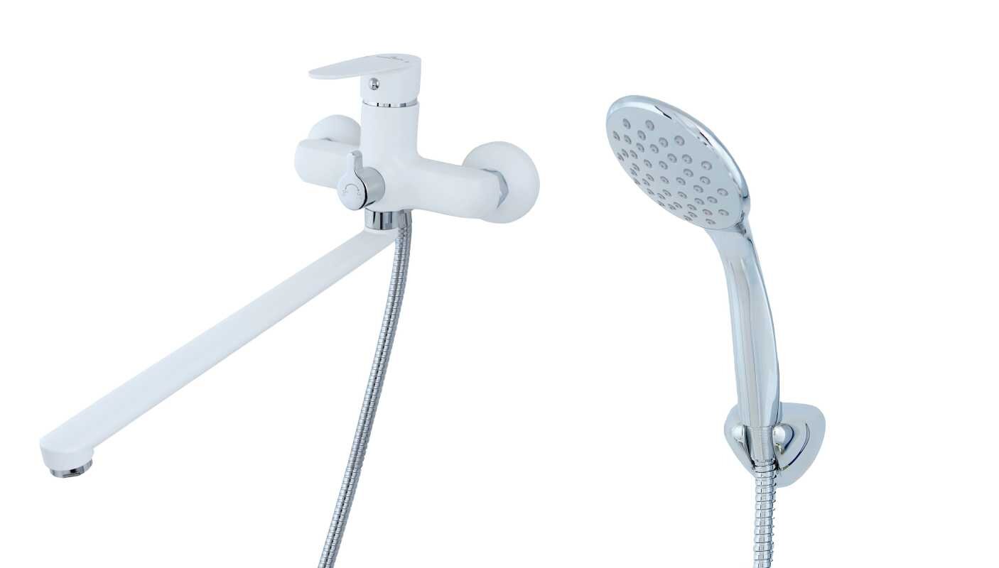 Изображение товара Смеситель для ванны и душа Smartsant Смарт-Бриз SM343502AW, хром/белый