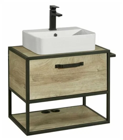 Изображение товара Тумба c раковиной Aquaton Лофт Фабрик 65 см подвесная, дуб эндгрейн