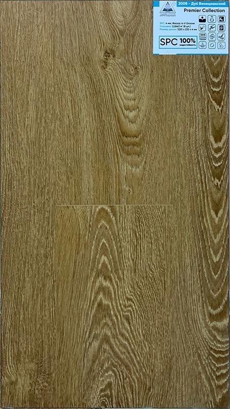 Изображение товара Виниловый SPC ламинат A+Floor Premier 2008 Дуб Венецианский 4 мм водостойкий