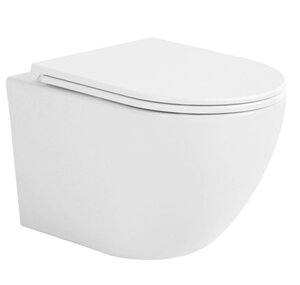 Изображение товара Подвесной безободковый унитаз Sintesi Evi с крышкой микролифт белый матовый