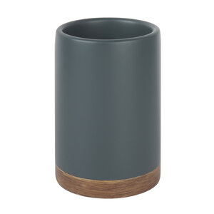 Изображение товара Стакан для щеток WasserKRAFT Lopau, темно-серый/дерево, K-3328