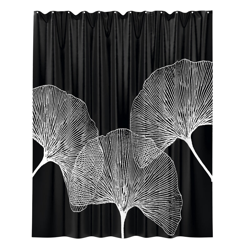 Изображение товара Штора для ванной WasserKraft Nau 200x200 см черная и белая, навесная