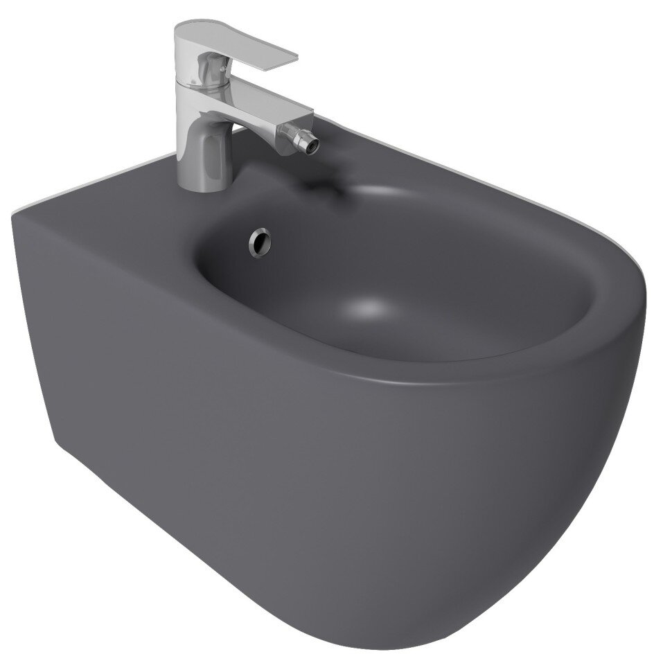 Изображение товара Подвесное биде Isvea Infinity антрацит матовый 36.5x53x38 см