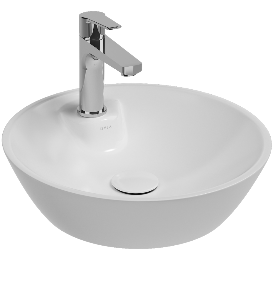 Изображение товара Раковина Isvea SistemaY Soft 45 см накладная белая с отверстием для смесителя