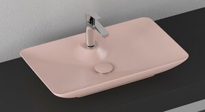 Изображение товара Раковина Isvea SistemaY Clear 65 см, накладная, с отверстием под смеситель, лососевый матовый, 10SY50065-2S