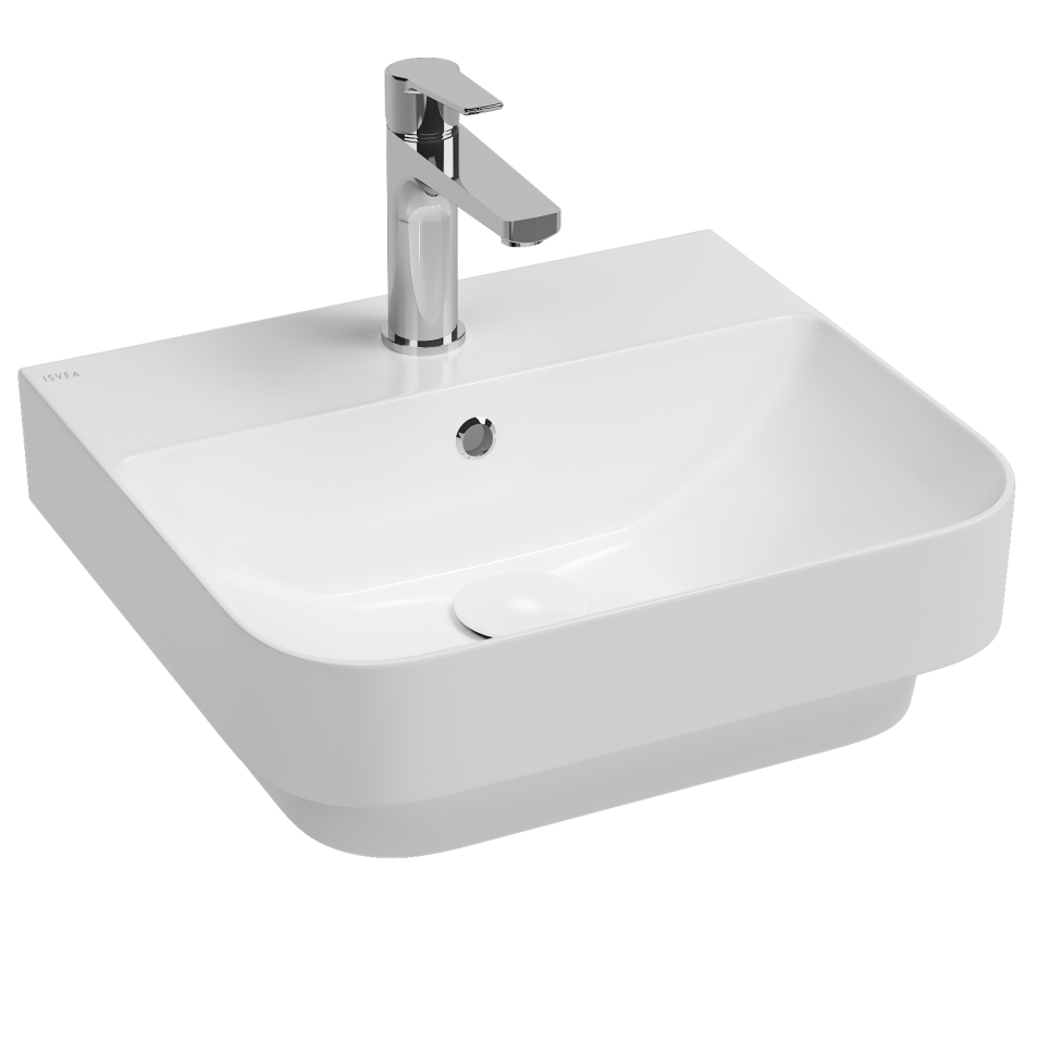 Изображение товара Раковина Isvea Sott'Aqua 48 см белая с отверстием под смеситель