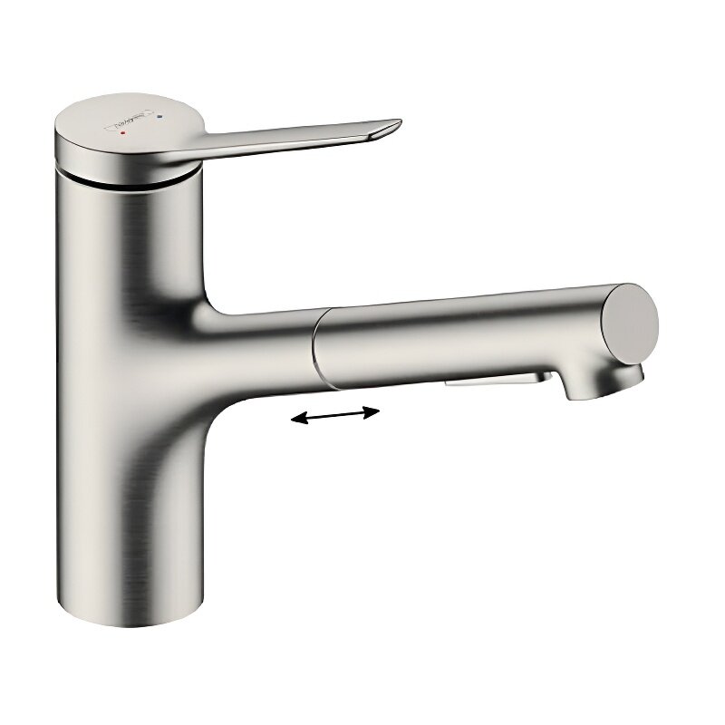 Изображение товара Смеситель для кухонной мойки Hansgrohe Zesis, 74800800, с выдвижным изливом, под сталь