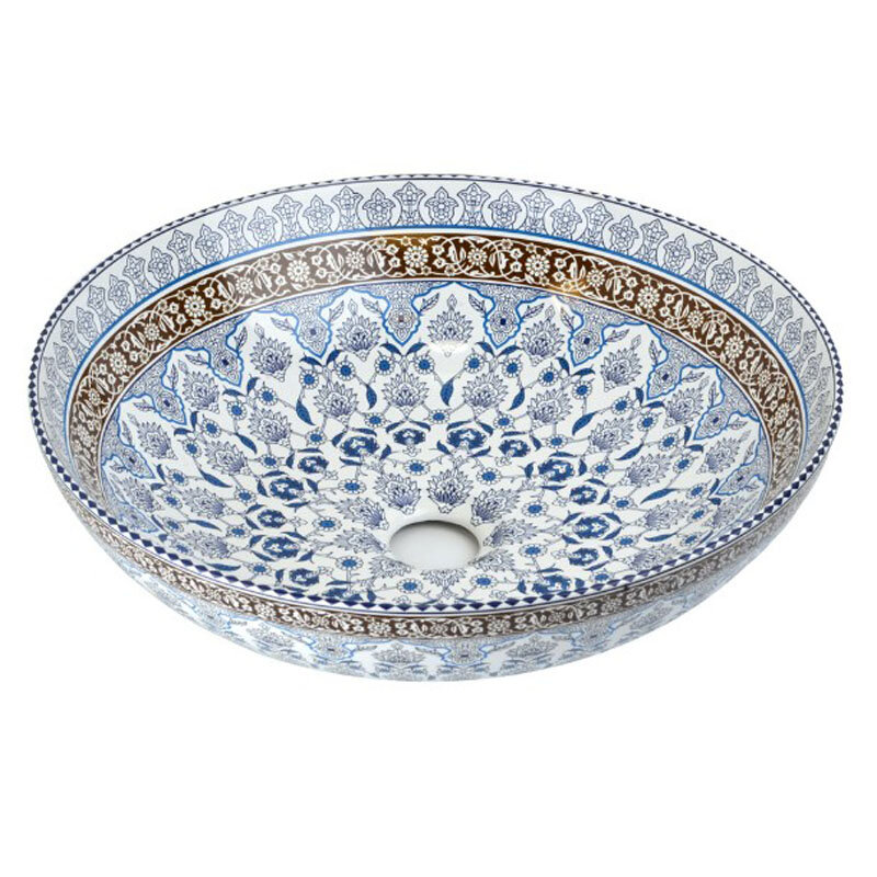 Изображение товара Раковина накладная Bronze de Luxe Марракеш 40.5х40.5 см белая/синяя