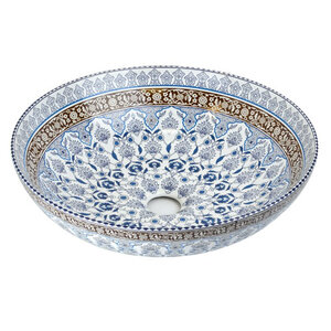 Изображение товара Раковина Bronze de Luxe Марракеш, 40.5 х 40.5 х 12.5 см, накладная, белая/синяя, 1008