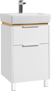 Изображение товара Тумба с раковиной Stworki Дублин 50 см, подвесная, белый/светлое дерево, 406297