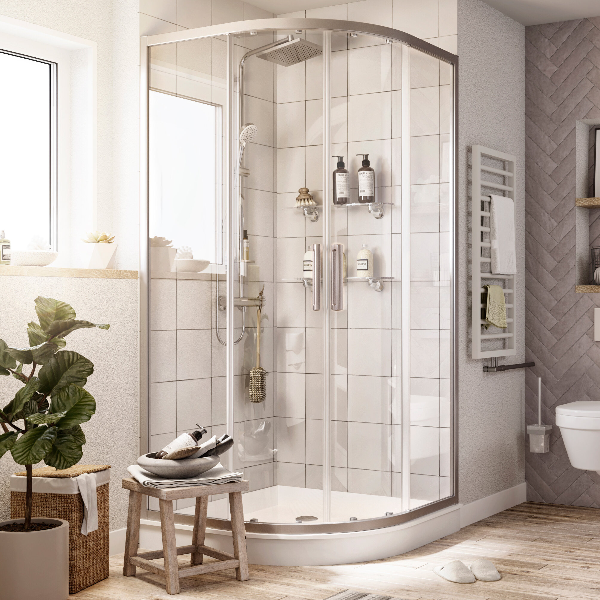 Изображение товара Душевой уголок Stworki Хельсинки DE018RL8080200 80 x 80 см, профиль хром матовый, 3GW001TTKK000