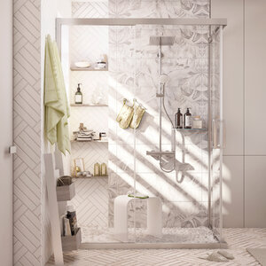 Изображение товара Душевой уголок Stworki Карлстад DE019RC80100200 100 x 80 см, профиль хром матовый, стекло прозрачное, 3GW014TTKK000