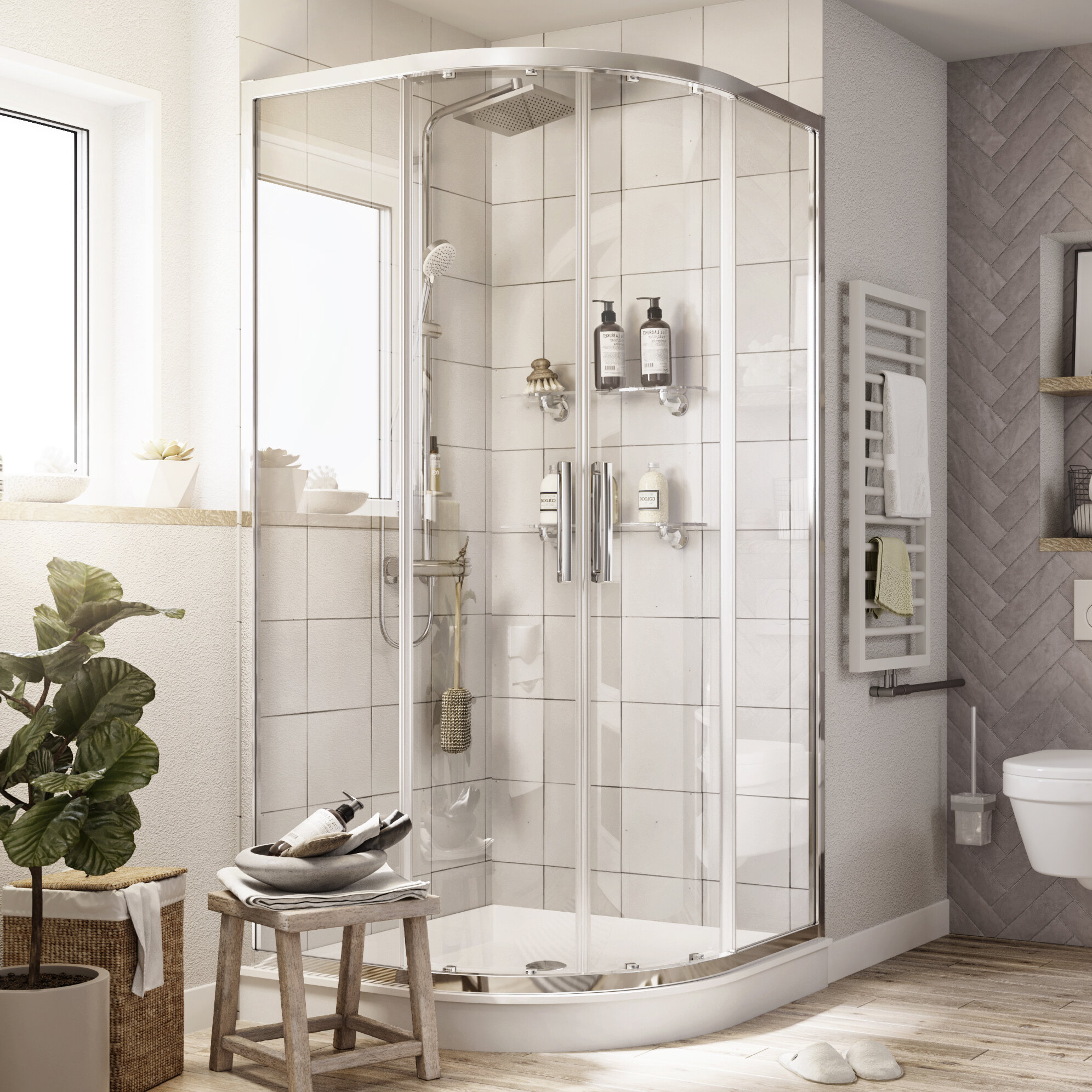 Изображение товара Душевой уголок Хельсинки DE018RL9090200CH 90x90 см с регулируемым профилем