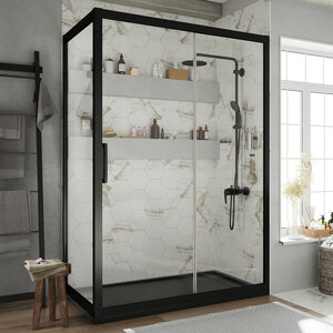 Изображение товара Душевой уголок Stworki Эстерсунд 110x80 см раздвижной черный матовый Россия