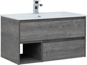 Изображение товара Тумба с раковиной Stworki Карлстад 90 см дуб рошелье подвесная мебель для ванной