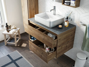 Изображение товара Тумба с раковиной Stworki Карлстад 90 см, дуб рустикальный/роверелла, 427831