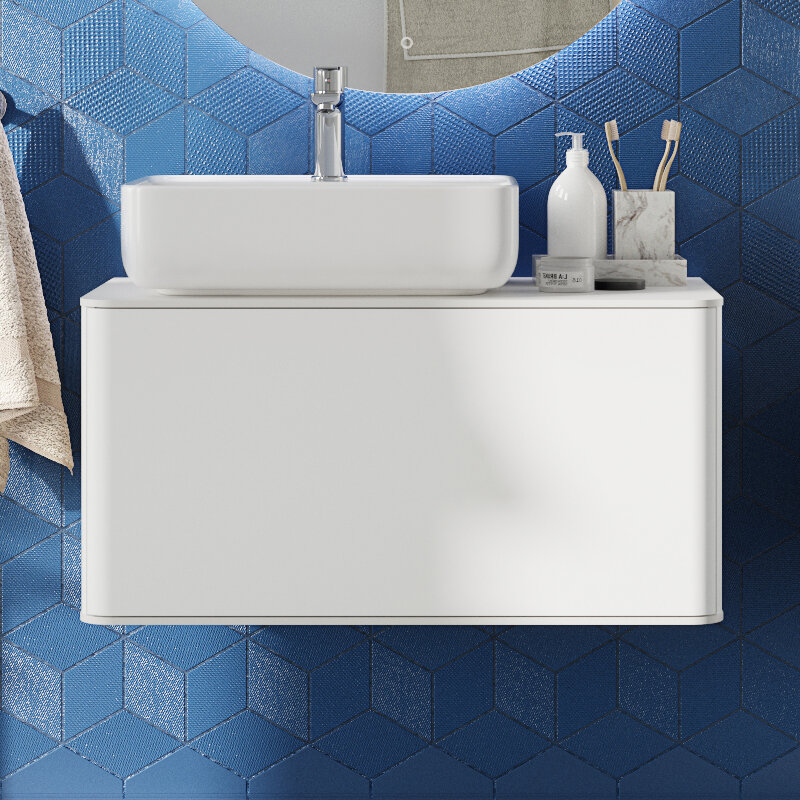 Изображение товара Тумба с раковиной Stworki Ноттвиль 80 см белая с фарфоровой раковиной