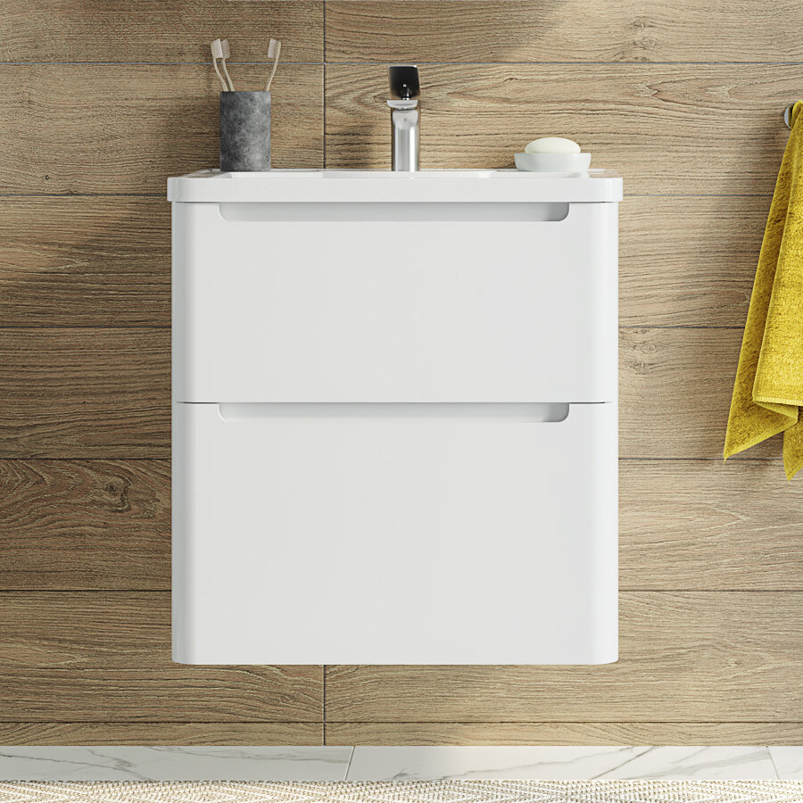 Изображение товара Тумба с раковиной Stworki Монтре 432001 60 см, белый глянцевый