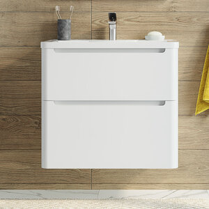 Изображение товара Тумба с раковиной Stworki Монтре 70 см белая глянцевая мебель для ванной