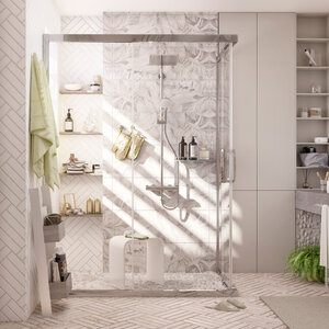 Изображение товара Душевой уголок Карлстад 140x90 см с раздвижными дверями глянцевый хром Россия