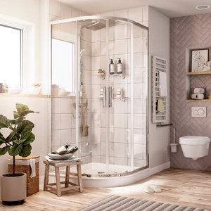 Изображение товара Душевой уголок Хельсинки 110x110 см стекло раздвижные двери хром Россия