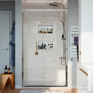 Изображение товара Душевая дверь Stworki Стокгольм DE019D2150200 150 см профиль хром глянцевый, стекло прозрачное, 3GW213TTKK000