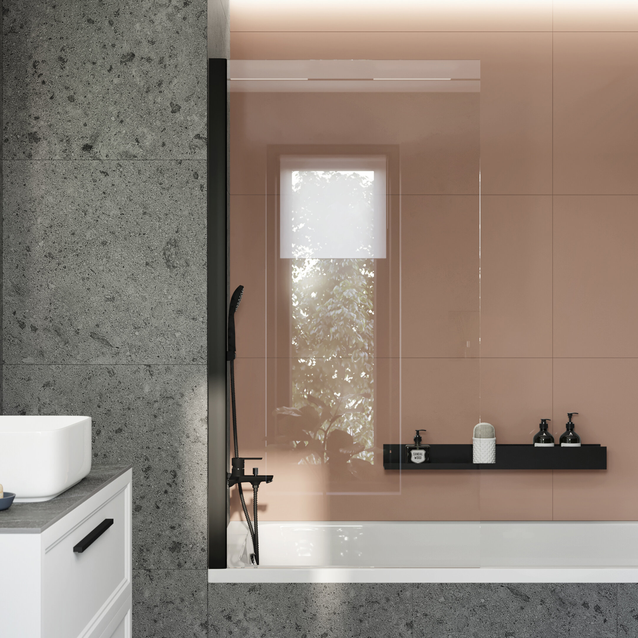 Изображение товара Шторка для ванны Stworki Стокгольм GV-861 MT, 80 х 150 см, профиль черный матовый, стекло прозрачное, 3GW254TTKK000