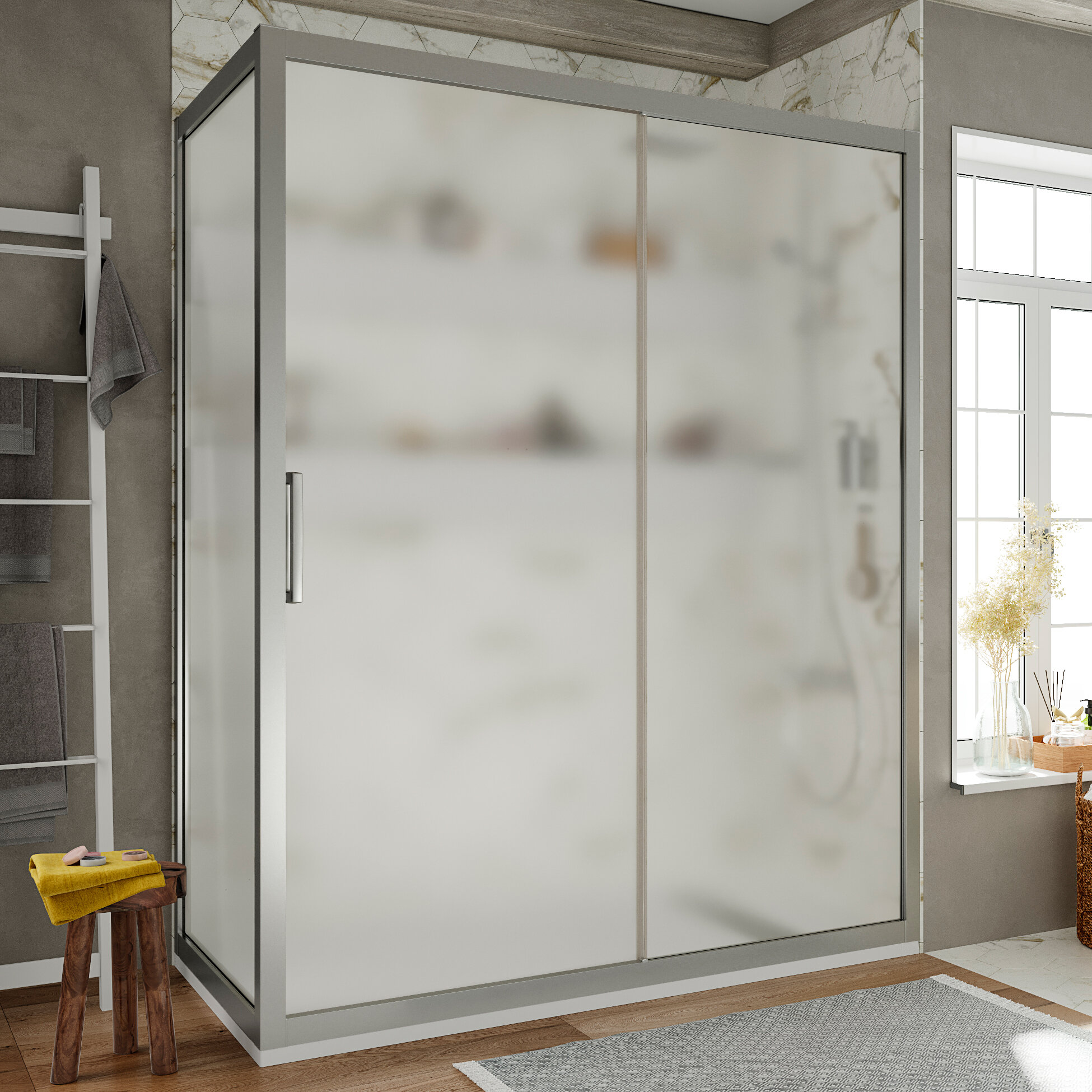 Изображение товара Душевой уголок Stworki Эстерсунд 110x80 см, матовое стекло, раздвижная дверь