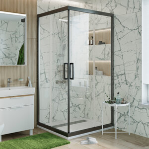 Изображение товара Душевой уголок Stworki Дублин DE019SC100100200BLK 100 x 100 см, профиль черный матовый, стекло прозрачное, 3GW070TTKK000