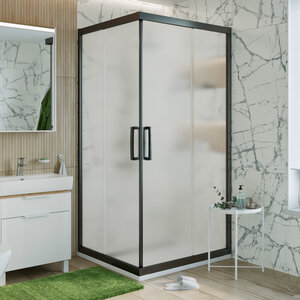 Изображение товара Душевой уголок Stworki Дублин DE019SC120120200 120 x 120 см, профиль черный матовый, стекло матовое, 3GW110TTKK000