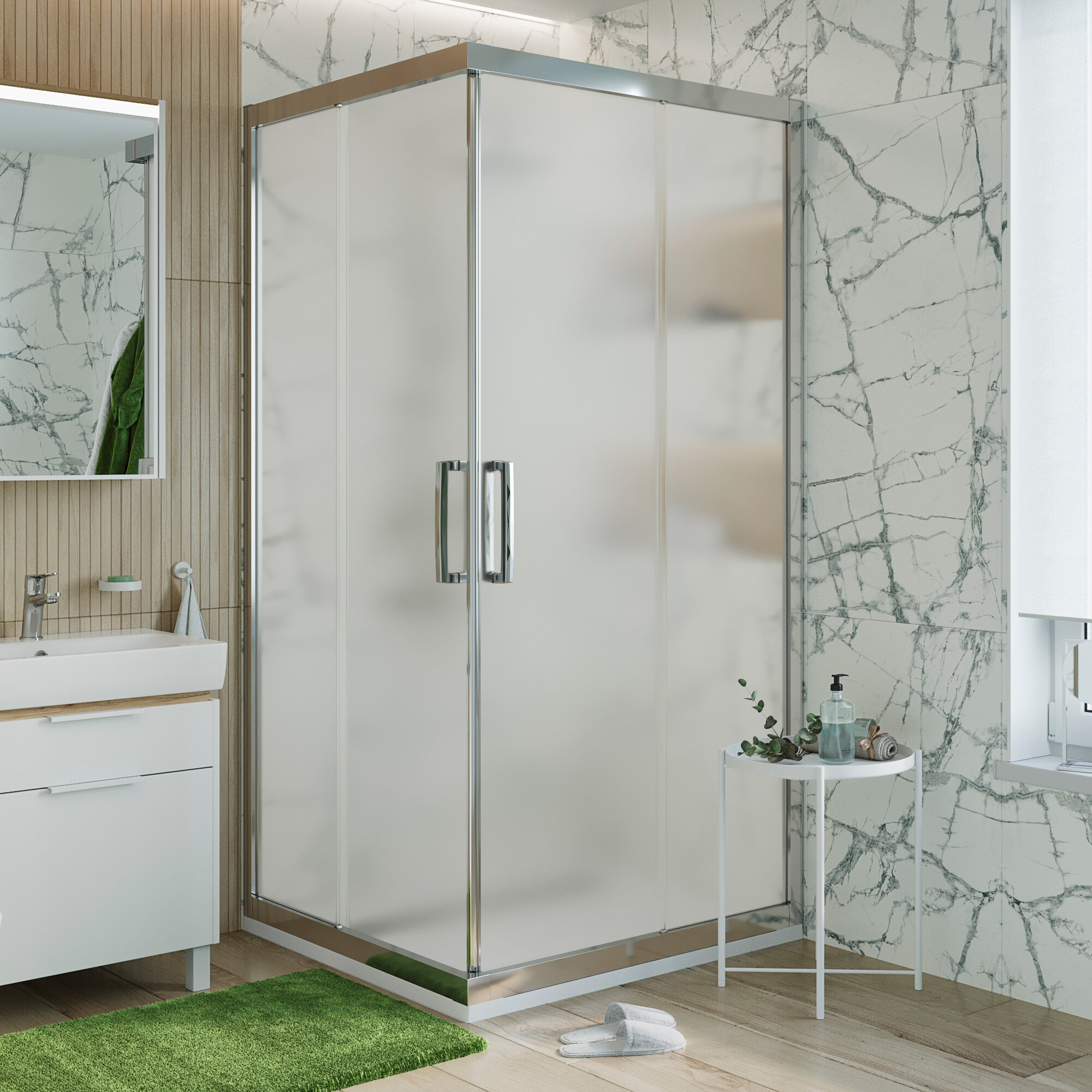 Изображение товара Душевой уголок Stworki Дублин DE019SC9090200 90 x 90 см, профиль хром глянцевый, стекло матовое, 3GW113TTKK000