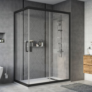 Изображение товара Душевой уголок Stworki Карлстад 140x90 см черный матовый тактный профиль