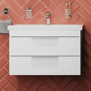 Изображение товара Тумба с раковиной Stworki Копенгаген 80 см, белый глянцевый, 467190