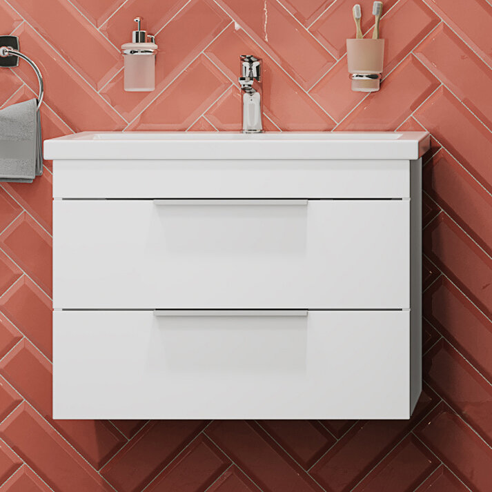 Изображение товара Тумба с раковиной Stworki Копенгаген 70 см, белый глянцевый, 467218