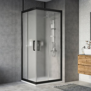 Изображение товара Душевой уголок Stworki Карлстад 90x80 см раздвижные двери черный матовый