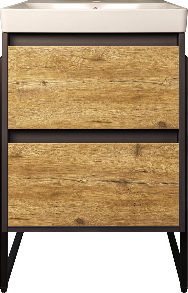 Изображение товара Тумба с раковиной Stworki Кронборг 55 см антрацит/дуб рустикальный