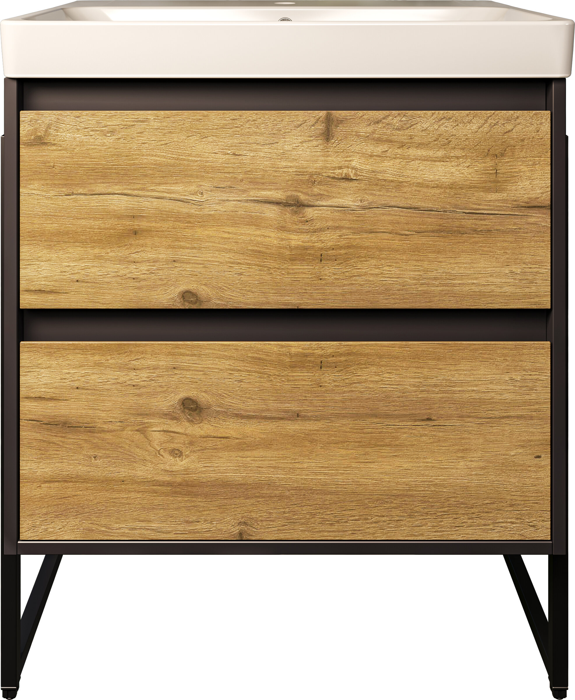 Изображение товара Тумба с раковиной Stworki Кронборг 70 см, антрацит/дуб рустикальный, 477801