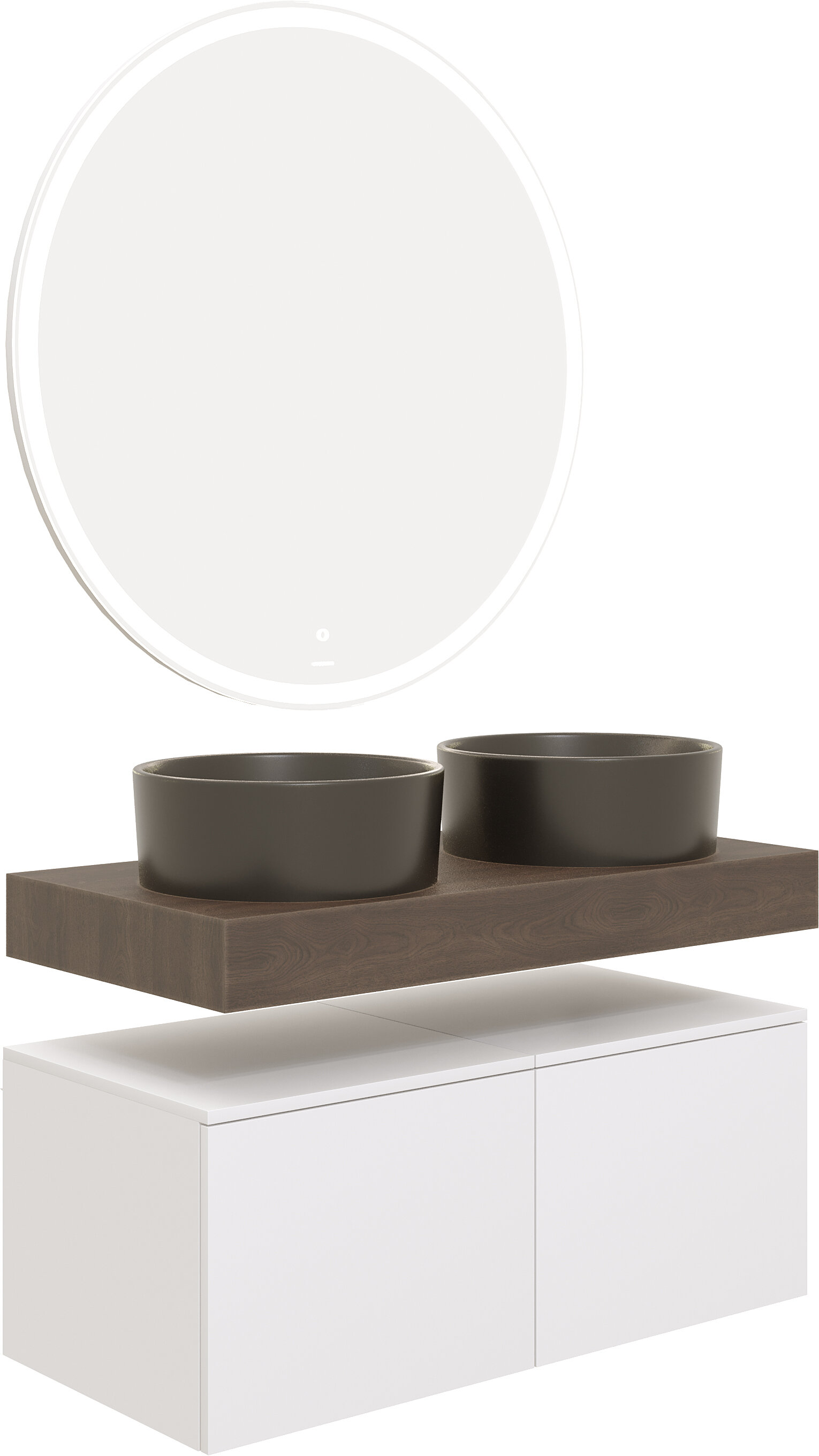 Изображение товара Шкафы и раковина STWORKI Ольборг 100 см: дуб карпентер, 2 тумбы, раковины черные