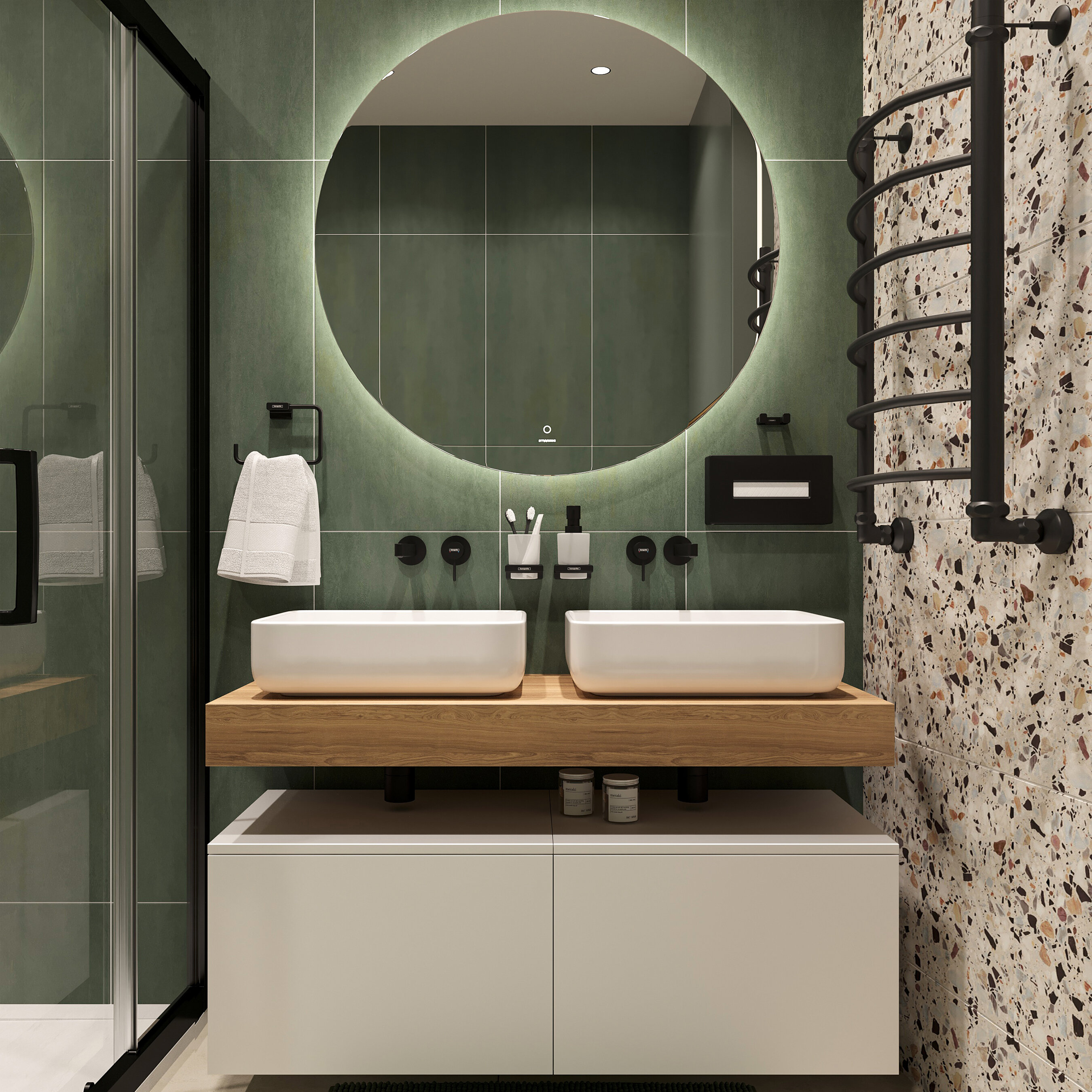 Изображение товара Комплект мебели STWORKI Ольборг 120 см с дубовой столешницей и раковинами