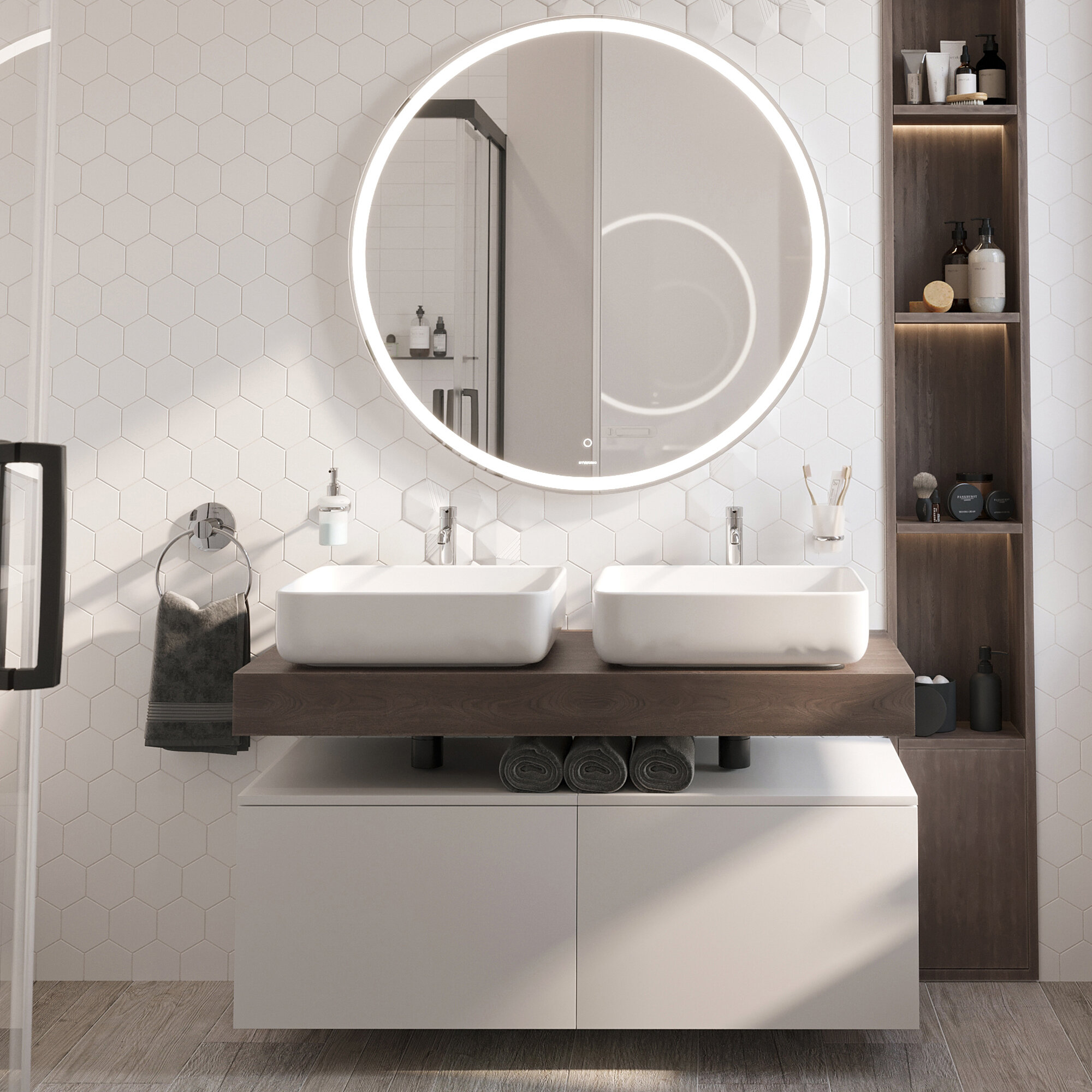 Изображение товара Комплект мебели STWORKI Ольборг 120 см с раковиной Soul 1 и подсветкой
