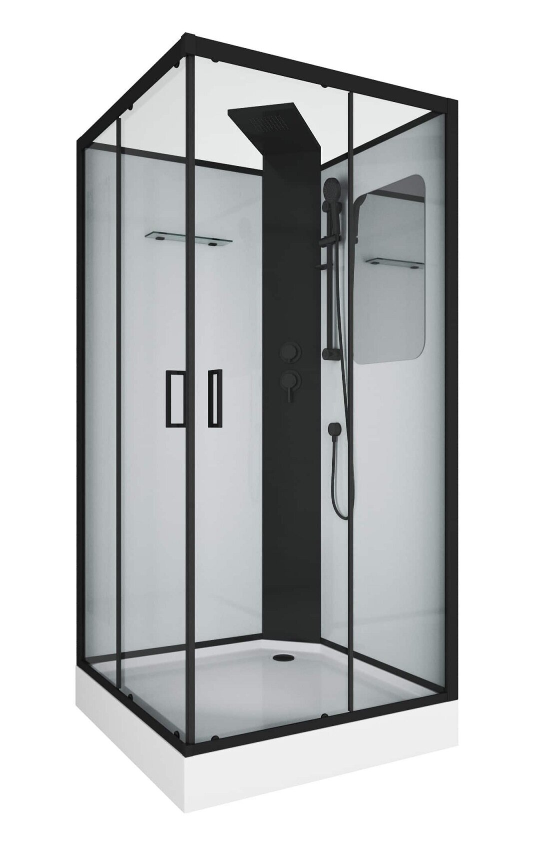 Изображение товара Душевая кабина Grossman Elegans 100x100 см, раздвижная, черный профиль Изображение товара Душевая кабина Grossman Elegans 100x100 см, раздвижная, черный профиль
