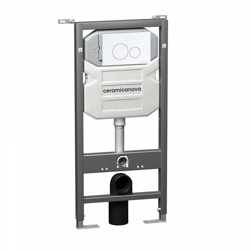 Изображение товара Инсталляция для унитаза Ceramicanova Envision CN1001W/Round, с кнопкой и креплениями, цвет белый