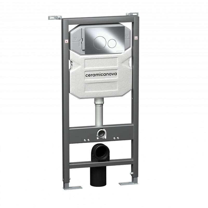 Изображение товара Инсталляция для унитаза Ceramicanova Envision CN1001CH/Round, с кнопкой и креплениями, цвет хром