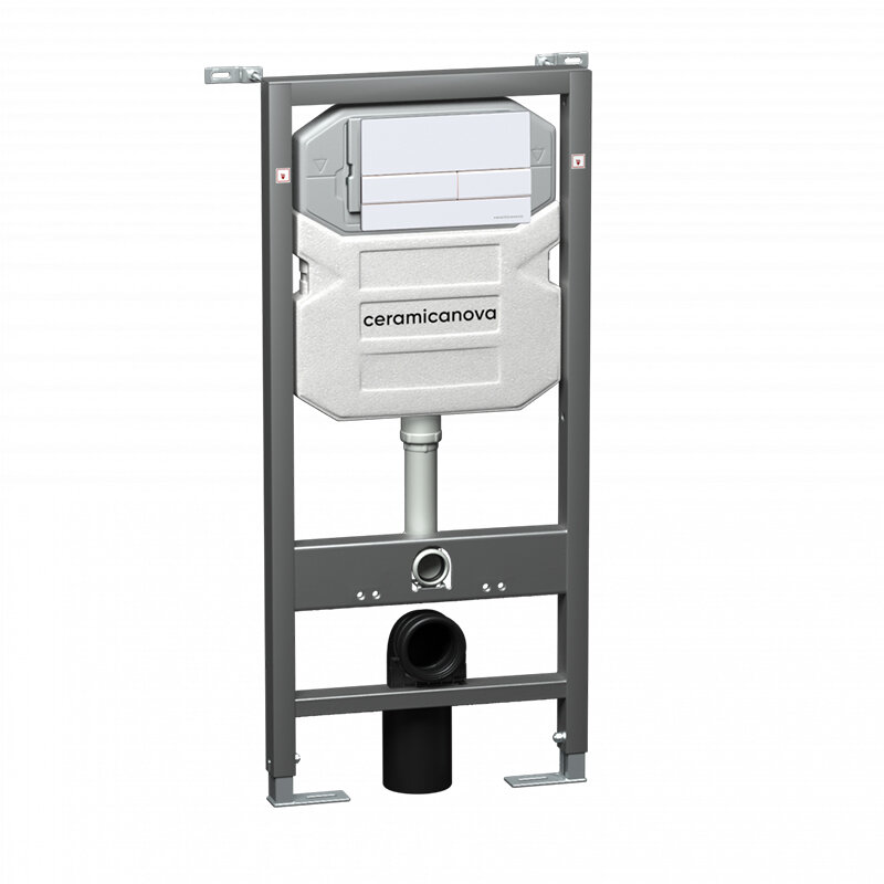Изображение товара Инсталляция для унитаза Ceramicanova Envision CN1002W/Flat, с кнопкой и креплениями, цвет белый