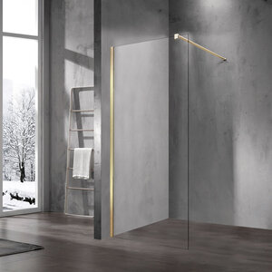 Изображение товара Душевая стенка Vincea Walk-In, со свободным входом, 120 см, стекло прозрачное, профиль матовое золото, VSW-1H120CLG