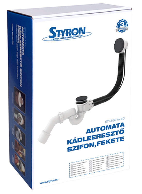 Изображение товара Слив-перелив для ванны Styron автомат клик-клак черный модели STY-536-A-B-D