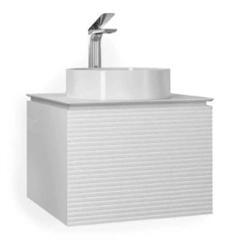 Изображение товара Подвесная тумба под раковину Jorno Stone 80, белый глянец, керамогранит