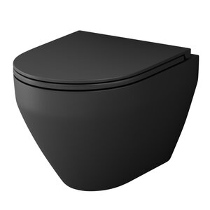 Изображение товара Подвесной унитаз Am.Pm Spirit V 2.0 FlashClean безободковый, крышка-микролифт, черный матовый, C701700MBSC