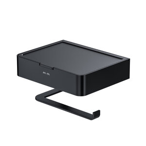 Изображение товара Держатель для туалетной бумаги Am.Pm Inspire 2.0 A50A341522 с коробкой и подставкой под телефон, черный матовый