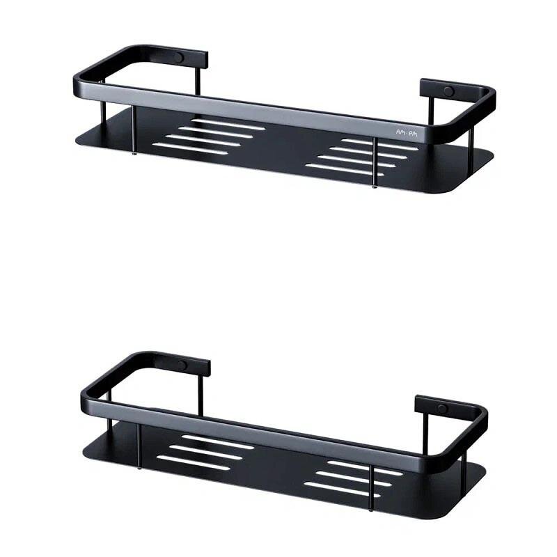 Изображение товара Полка Am.Pm Sense L A7453222, 2 яруса, черная матовая настенная полка для ванной и интерьера